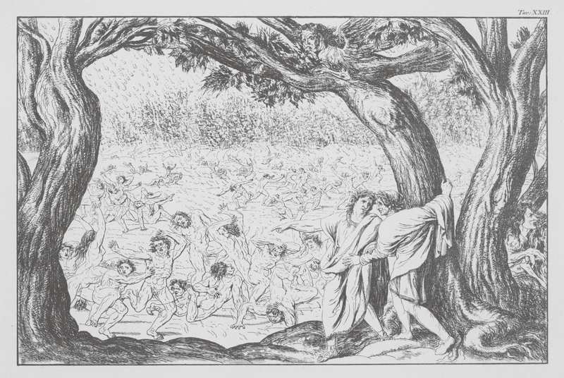 Dantes gudomliga komedi, Inferno (Helvetet), plansch XXIII (litografi) av Bernhard Schuler