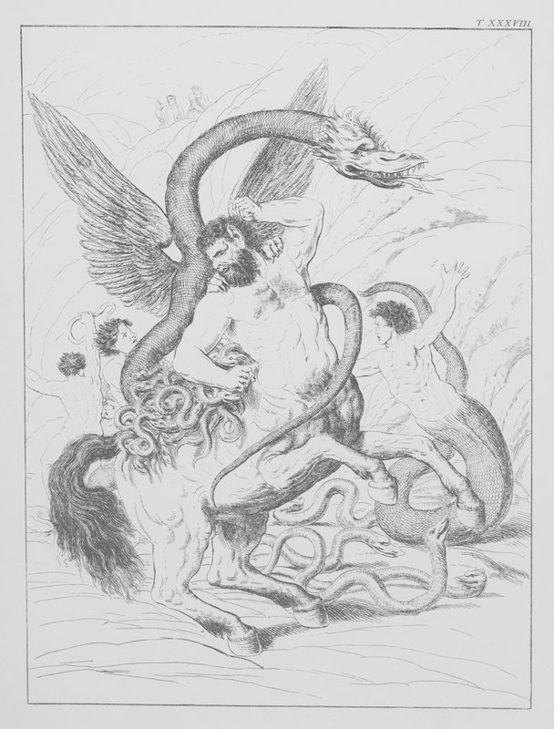 Dantes gudomliga komedi, Inferno (Helvetet), plansch XXXVIII (litografi) av Bernhard Schuler