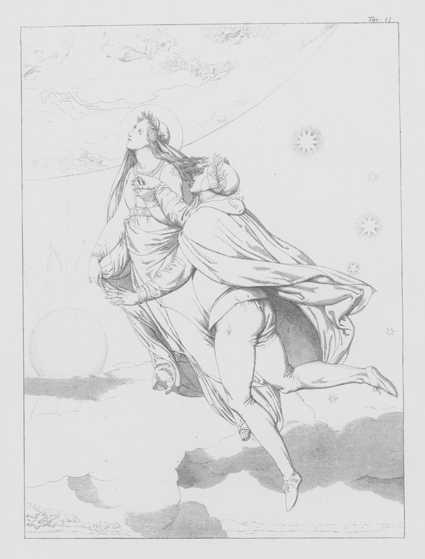 Dantes gudomliga komedi, Paradiso (himlen), plansch II (litografi) av Bernhard Schuler