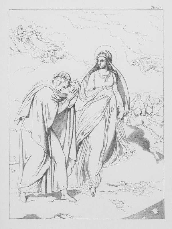Dantes gudomliga komedi, Paradiso (himlen), plansch IV (litografi) av Bernhard Schuler