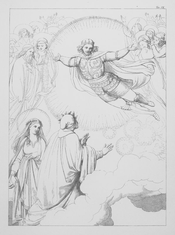 Dantes gudomliga komedi, Paradiso (himlen), plansch IX (litografi) av Bernhard Schuler