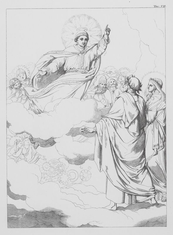 Dantes gudomliga komedi, Paradiso (himlen), plansch VII (litografi) av Bernhard Schuler