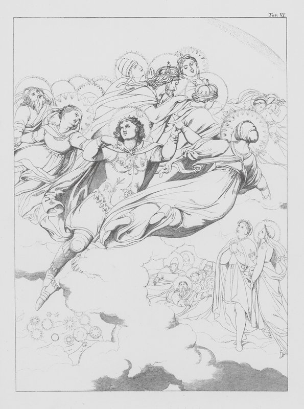 Dantes gudomliga komedi, Paradiso (himlen), plansch VI (litografi) av Bernhard Schuler