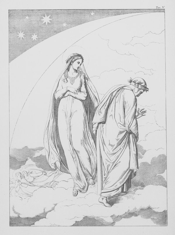 Dantes gudomliga komedi, Paradiso (himlen), plansch V (litografi) av Bernhard Schuler