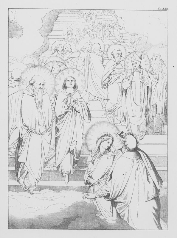 Dantes gudomliga komedi, Paradiso (himlen), plansch XXII (litografi) av Bernhard Schuler