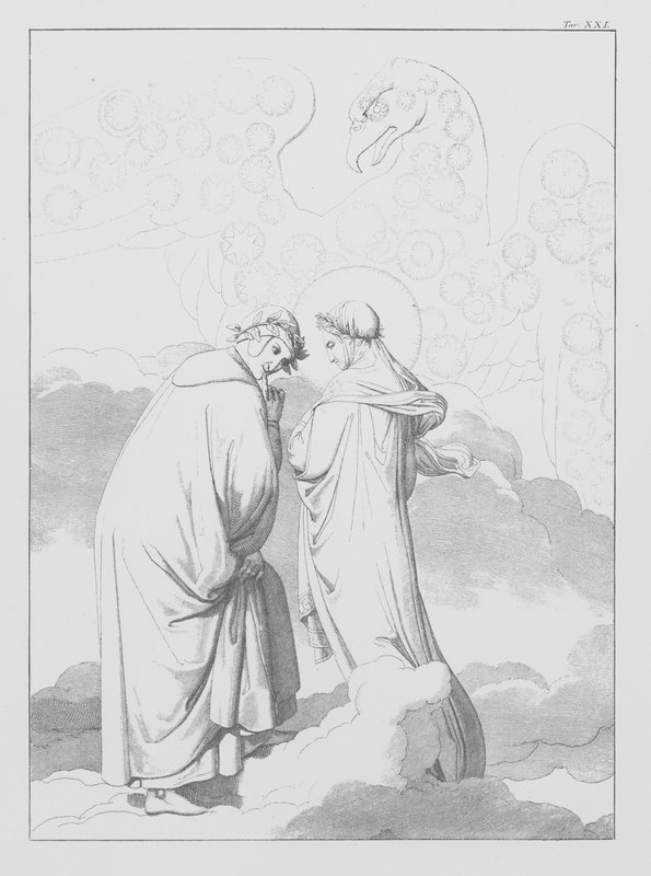 Dantes gudomliga komedi, Paradiso (himlen), plansch XXI (litografi) av Bernhard Schuler