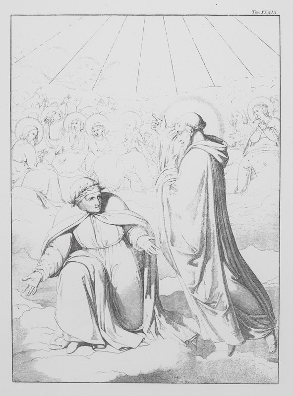 Dantes gudomliga komedi, Paradiso (himlen), plansch XXXIX (litografi) av Bernhard Schuler