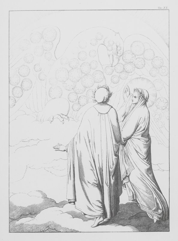 Dantes gudomliga komedi, Paradiso (himlen), plansch XX (litografi) av Bernhard Schuler