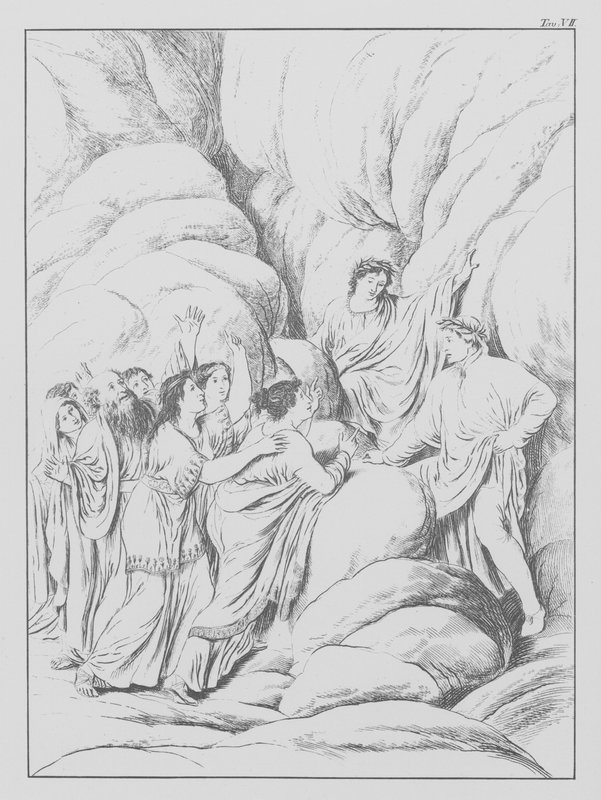 Dantes gudomliga komedi, Purgatorio (Skärselden), plansch VII (litografi) av Bernhard Schuler
