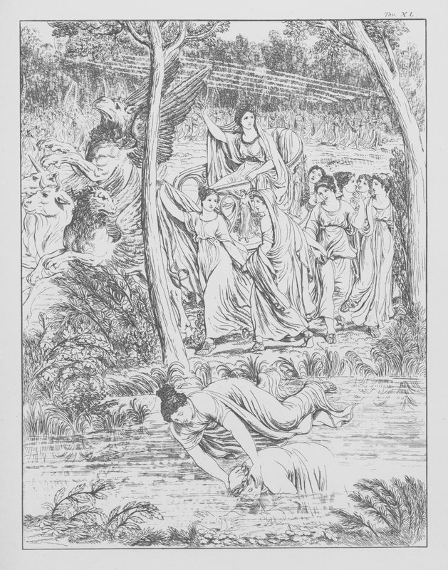 Dantes gudomliga komedi, Purgatorio (Skärselden), plansch XL (litografi) av Bernhard Schuler