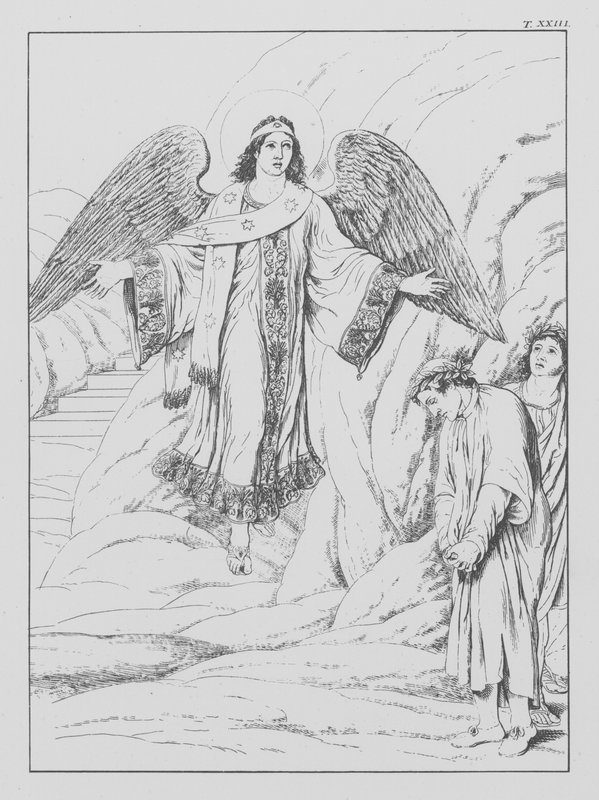 Dantes gudomliga komedi, Purgatorio (Skärselden), plansch XXIII (litografi) av Bernhard Schuler