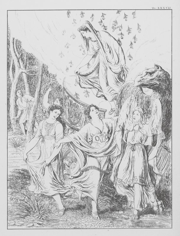Dantes gudomliga komedi, Purgatorio (Skärselden), plansch XXXVII (litografi) av Bernhard Schuler