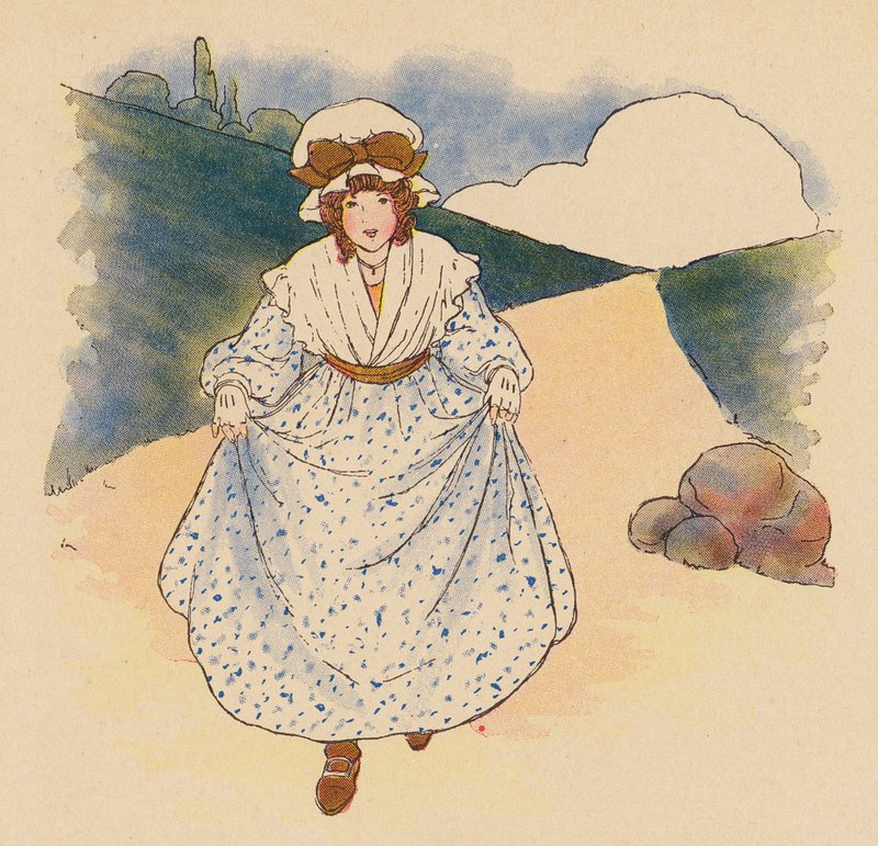 Barnkammarramsa: Lilla Polly Flinders (färglitografi) av Blanche Fisher Wright