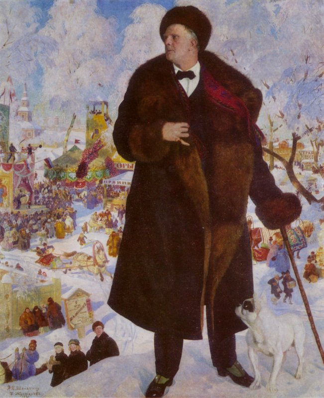 Porträtt av den ryska operasångaren Feodor Chaliapin av Boris Mikhailovich Kustodiev