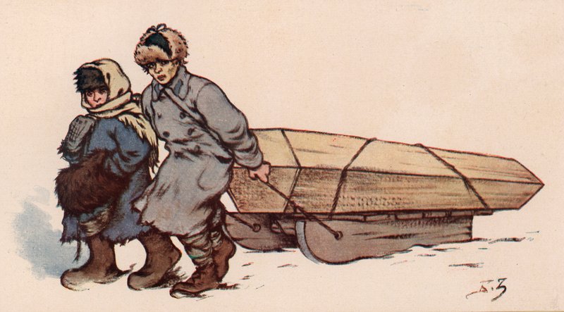 En begravning i Sovjetryssland (färg litho) av Boris Vasilievich Zvorykin