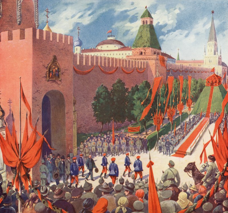 Festival till minne av den tredje kommunistiska internationalen i Moskva (färg litho) av Boris Vasilievich Zvorykin