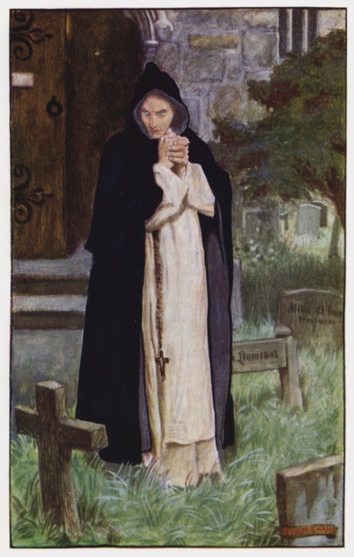 Illustration för klostret och härden av Charles Reade (litho i färg) av Byam (after) Shaw
