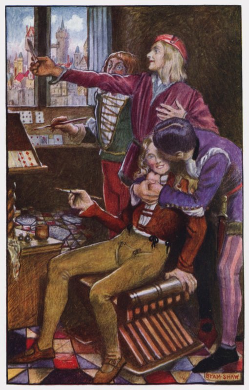 Illustration för klostret och härden av Charles Reade (litho i färg) av Byam (after) Shaw
