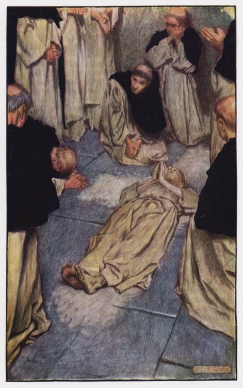 Illustration till klostret och härden av Charles Reade (litho i färg) av Byam (after) Shaw