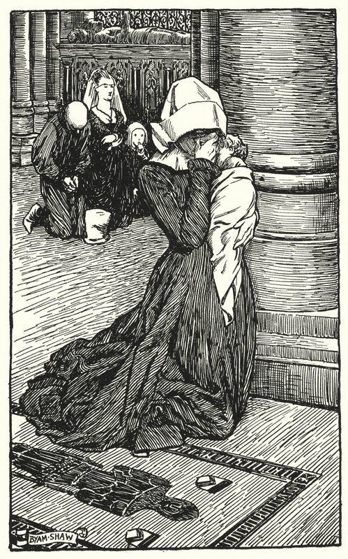 Illustration för klostret och härden av Charles Reade (litho) av Byam (after) Shaw