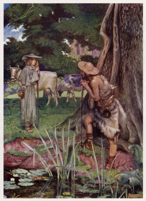 "Till staden Walsingham / Vägen är svår att vara borta" (lito i färg) av Byam (after) Shaw