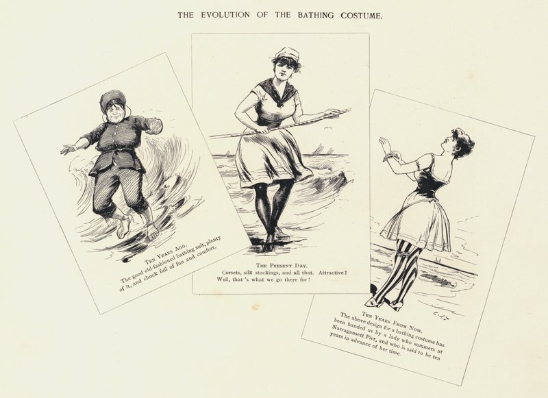 Baddräktens utveckling (litho) av C.J. Taylor
