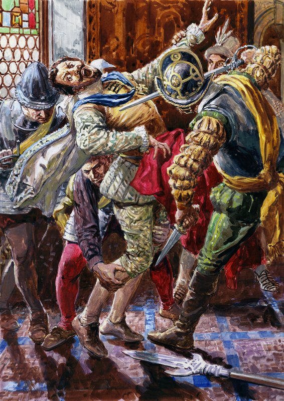 Henrik I, hertig av Guise, mördas av kung Henrik III:s livvakt av C.L. Doughty