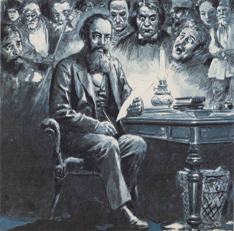 Dostojevskij (färglitografi) av C.L. Doughty