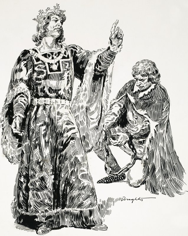 Edward den tredje grep Roger Mortimer och förde honom i bojor till London av C.L. Doughty
