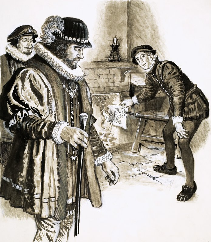 George Heriot bränner en skuldsedel från kungen värd 2.000 av C.L. Doughty