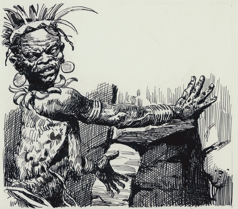 Illustration till King Solomons Mines (gouache på papper) av C.L. Doughty