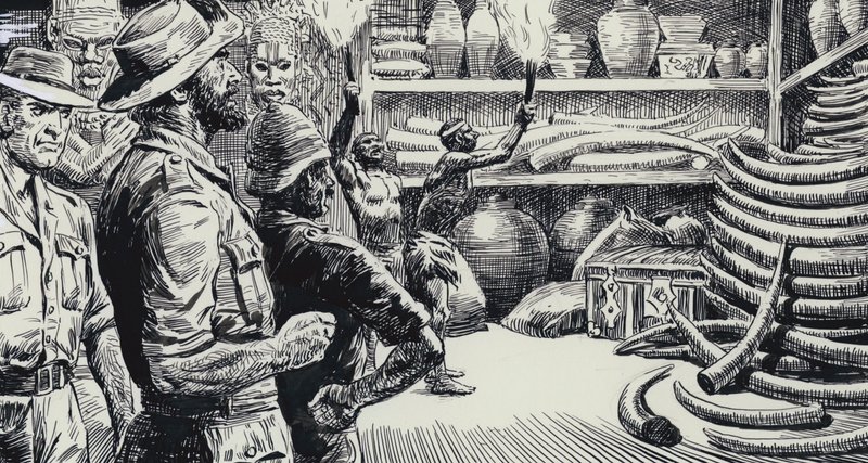 Illustration till King Solomons Mines (gouache på papper) av C.L. Doughty