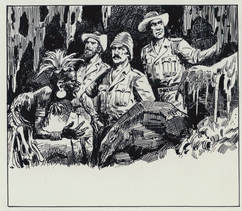 Illustration till King Solomons Mines (gouache på papper) av C.L. Doughty