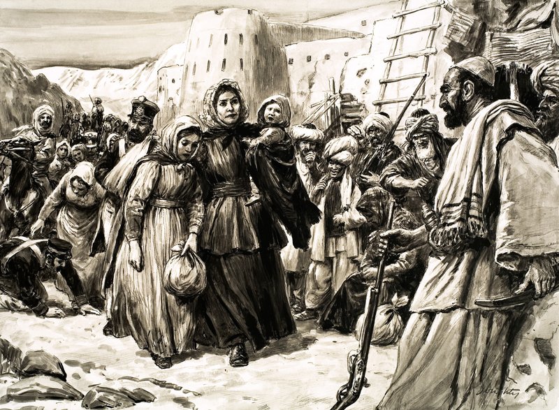Lady Florentia Sale: The Petticoat Grenadier (gouache på papper) av C.L. Doughty