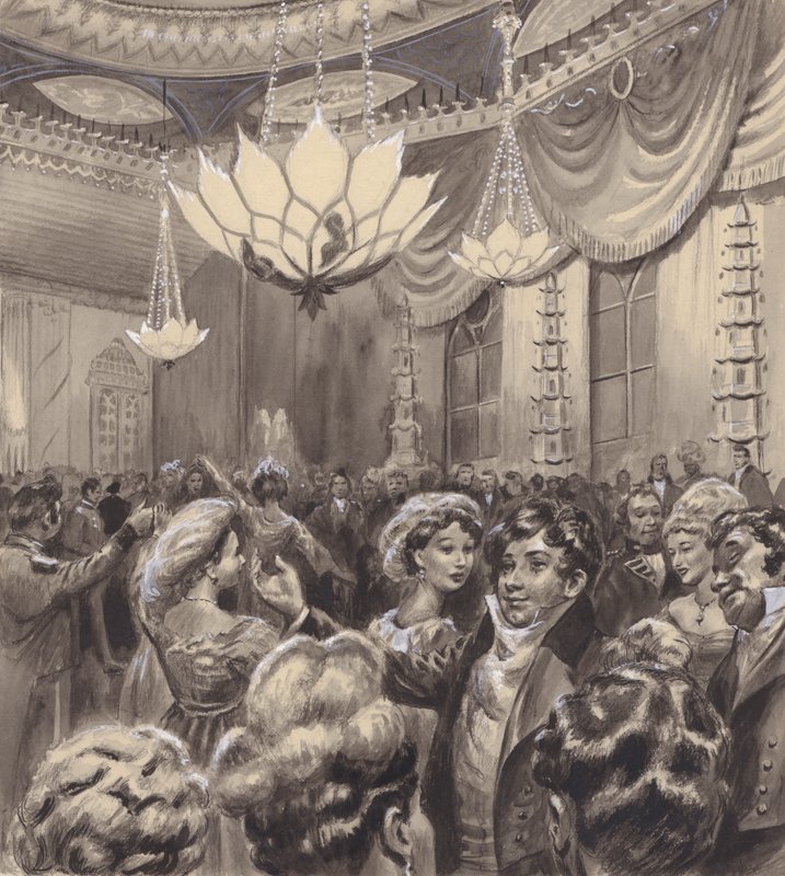The Prince Regent at the Brighton Pavilion (gouache på papper) av C.L. Doughty