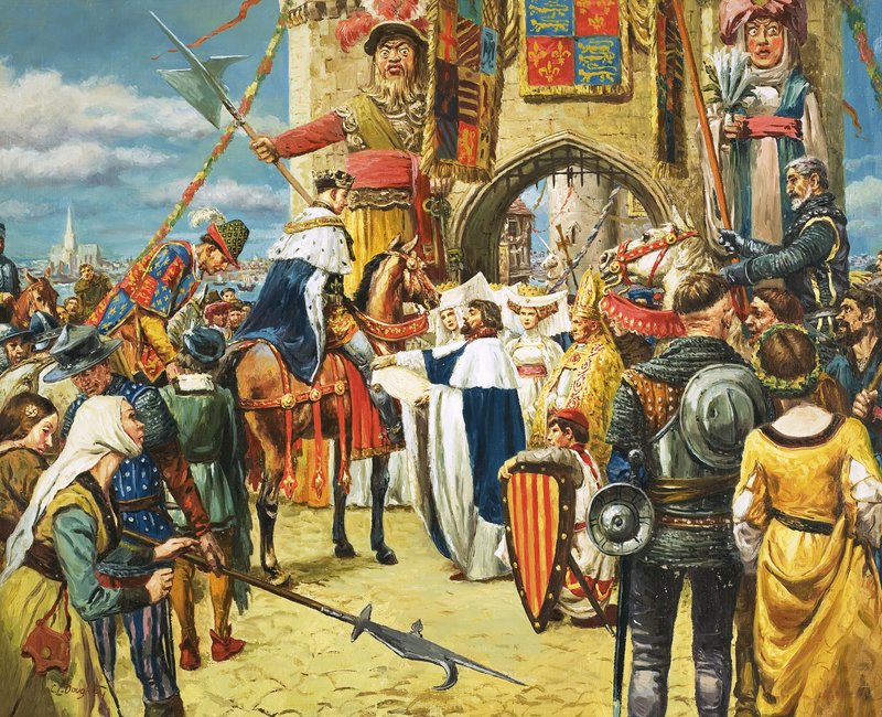 Oidentifierad kung hälsas av dignitärer av C.L. Doughty