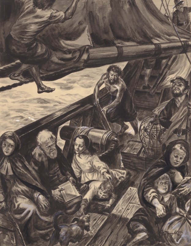 Resan med Mayflower (gouache på papper) av C.L. Doughty