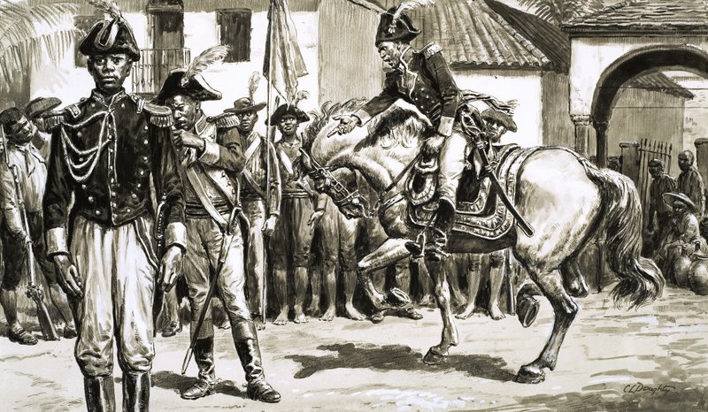 När brittiska styrkor invaderade S:t Domingue slog styrkorna under ledning av Toussaint Louverture tillbaka av C.L. Doughty