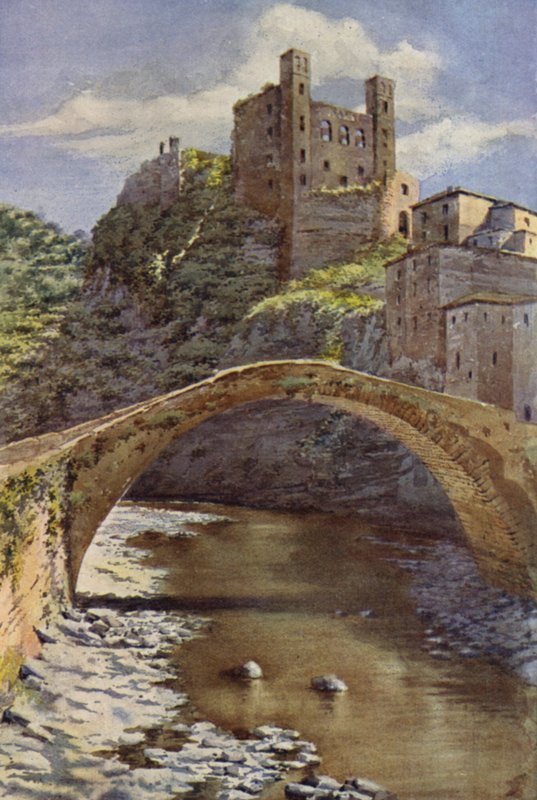 Castel Doria, Dolceacqua (färg litho) av C.T.G. Formili