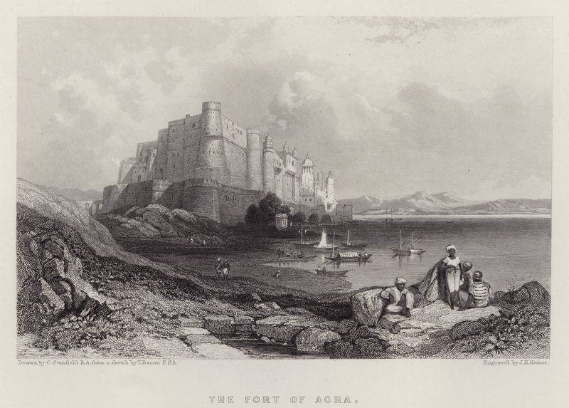 Fortet i Agra (färg litho) av C. (after) Stanfield