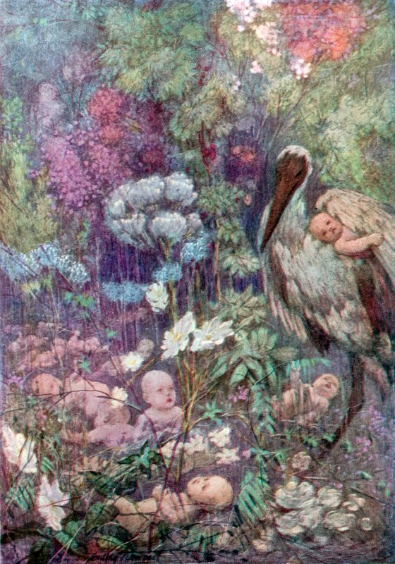 Babyland (färg litho) av C. Dudley (after) Tennant