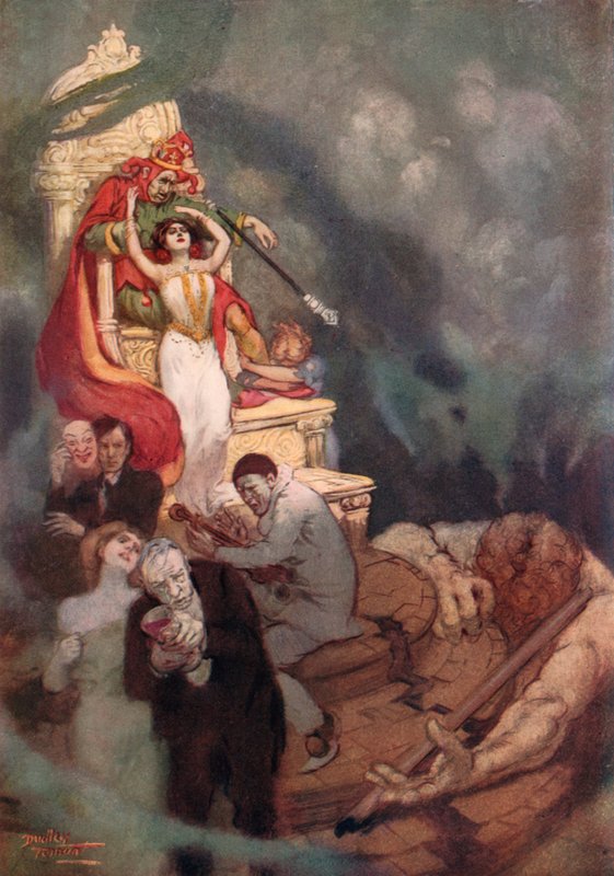 Arbetets död (färg litho) av C. Dudley (after) Tennant