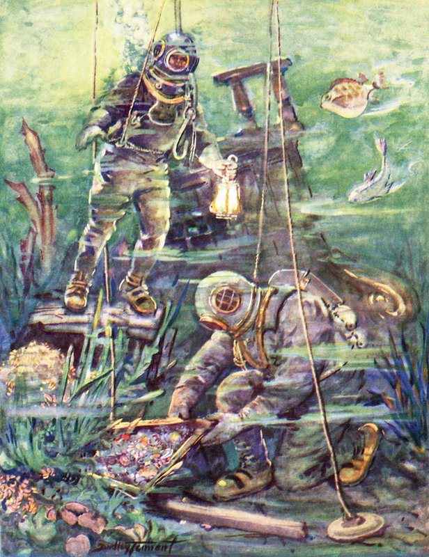I undervattensvärlden (färg litho) av C. Dudley Tennant
