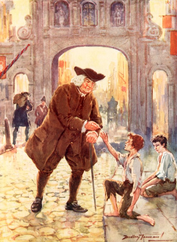 Den store Dr. Johnson och hans ödmjuka vän (färg litho) av C. Dudley Tennant