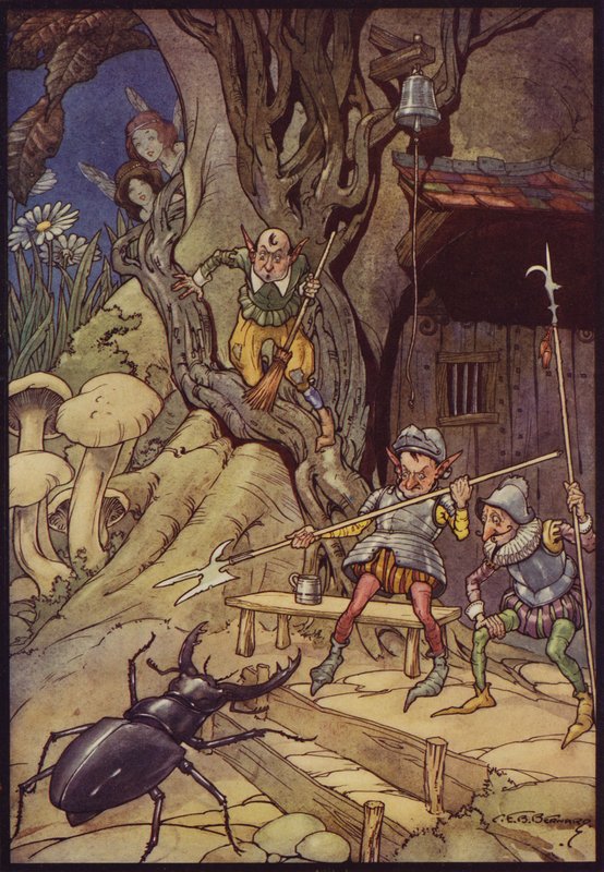 Den ovälkomna besökaren (färg litho) av C. E. B. Bernard
