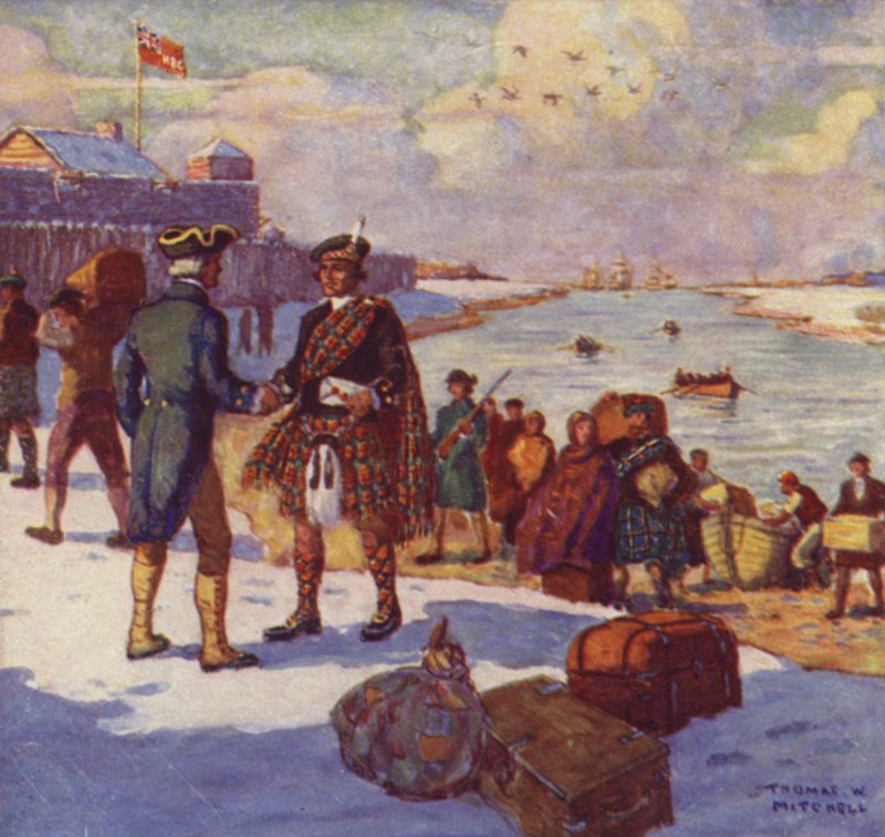 Landning av Selkirk Settlers på York Factory av Canadian School