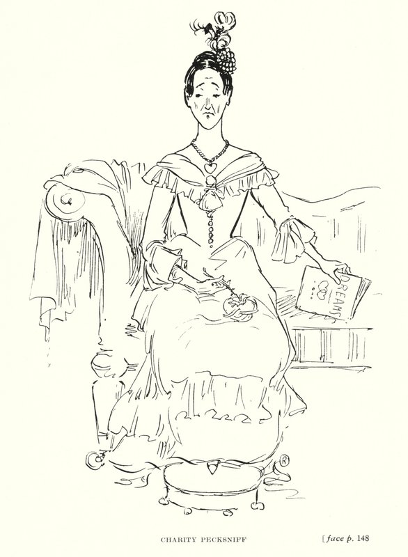 Dickens karaktär: Charity Pecksniff (litho) av Captain Edward Henry Handley Read