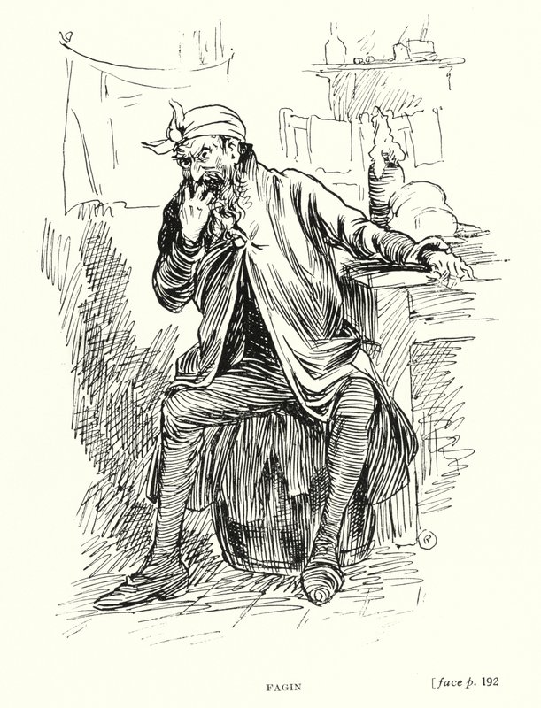 Dickens karaktär: Fagin (litho) av Captain Edward Henry Handley Read