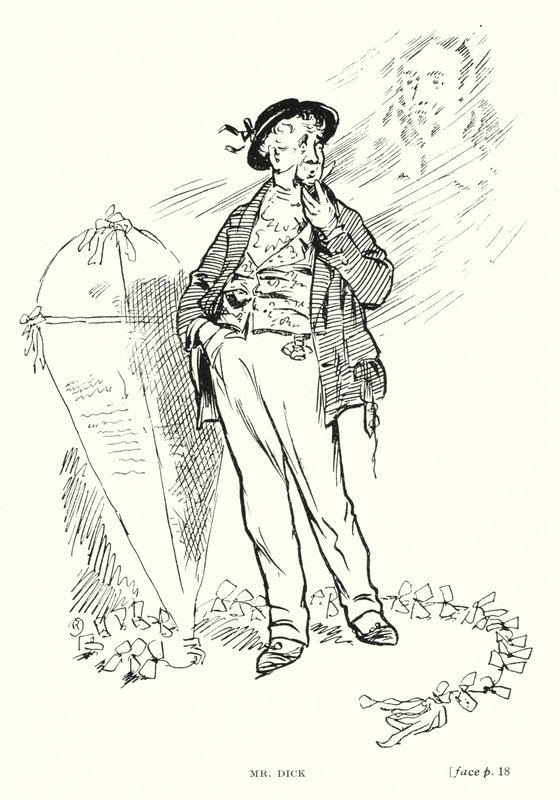 Dickens karaktär: Mr Dick (litho) av Captain Edward Henry Handley Read