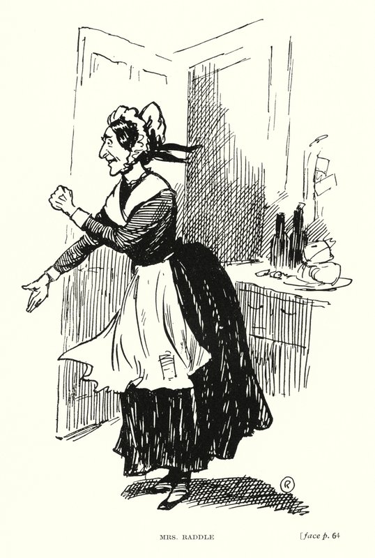 Dickens karaktär: Mrs Raddle (litho) av Captain Edward Henry Handley Read